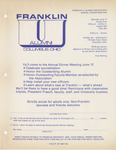 Alumni Dinner Meeting Invitation, 1976 by Franklin University