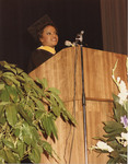 Angela Pace at Podium, 1987
